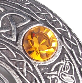 Plaid Brooch with Masonic Crest - Topaz (orange) 