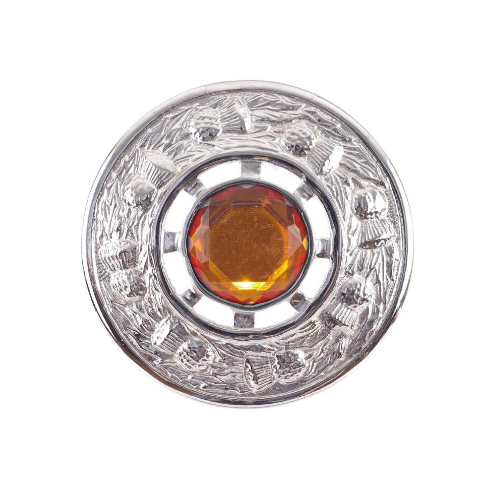 Plaid-Brosche, Distel Chrome Topaz