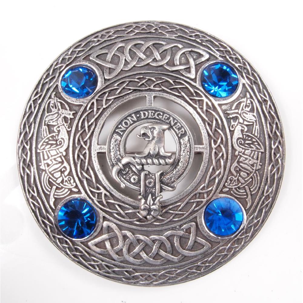 Clan Plaid Brooch - Sapphire (blue) 