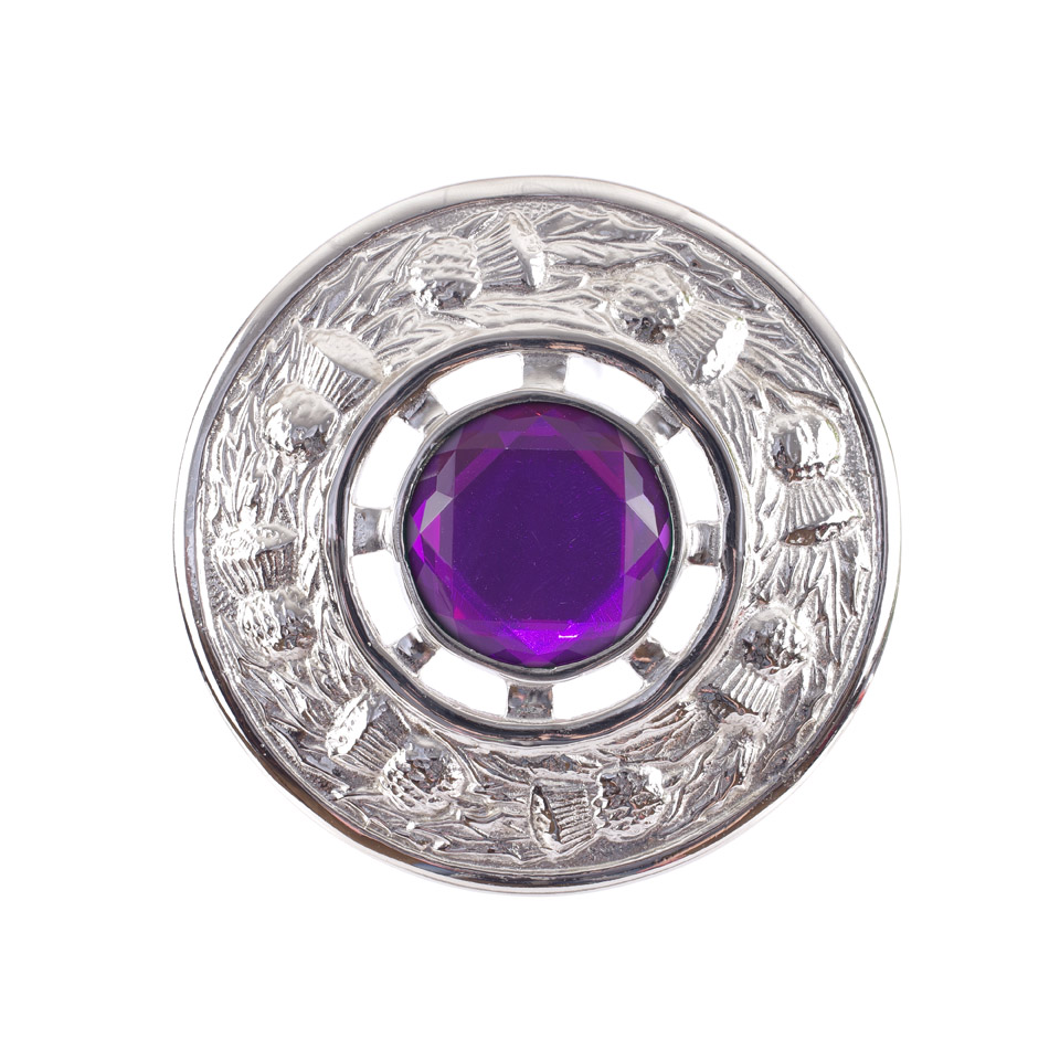 Plaid-Brosche, Distel Chrome Amethyste