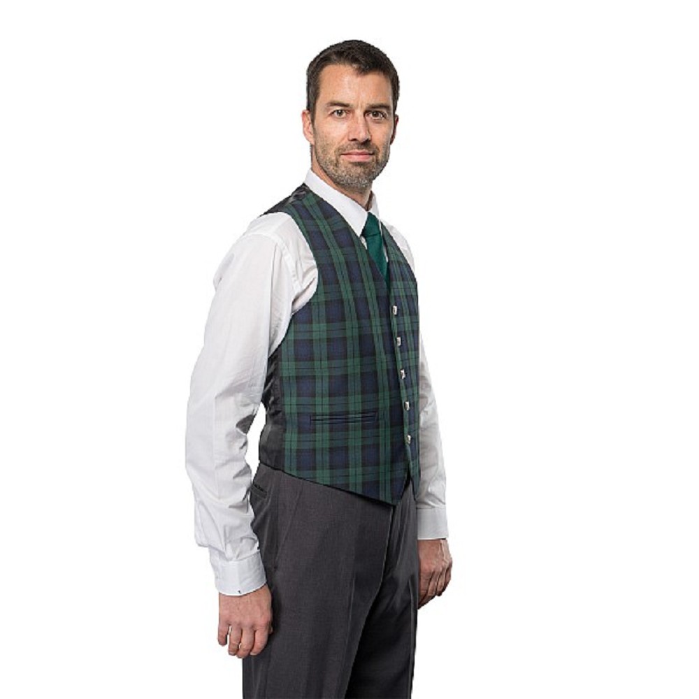 Black Watch Tartan Argyll Waistcoat -
