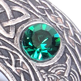 Plaid Brooch with Celtic Horse design - Emerald (green) 