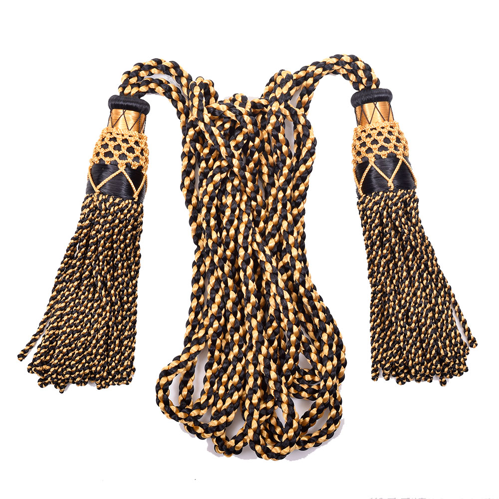 Bagpipe Cords, Seide, schwarz / gold Bagpipe Cords, Seide, schwarz / gold