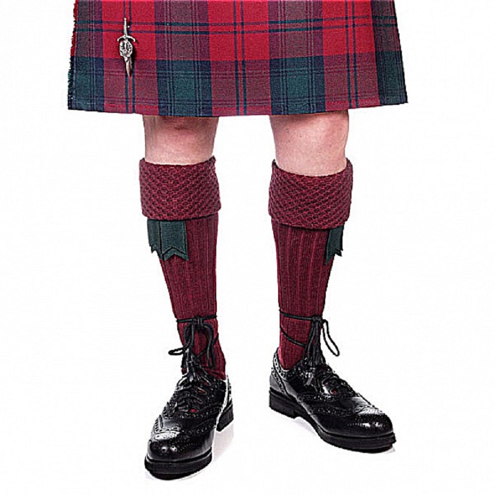 Piper Kilt Socks, maroon red - Large UK 11-13 / EU 44-48  / US 12-14 