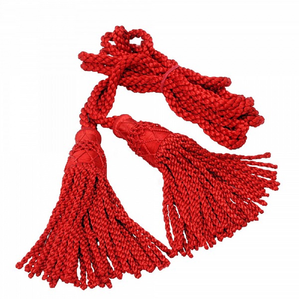 Bagpipe cords, silk, scarlet red