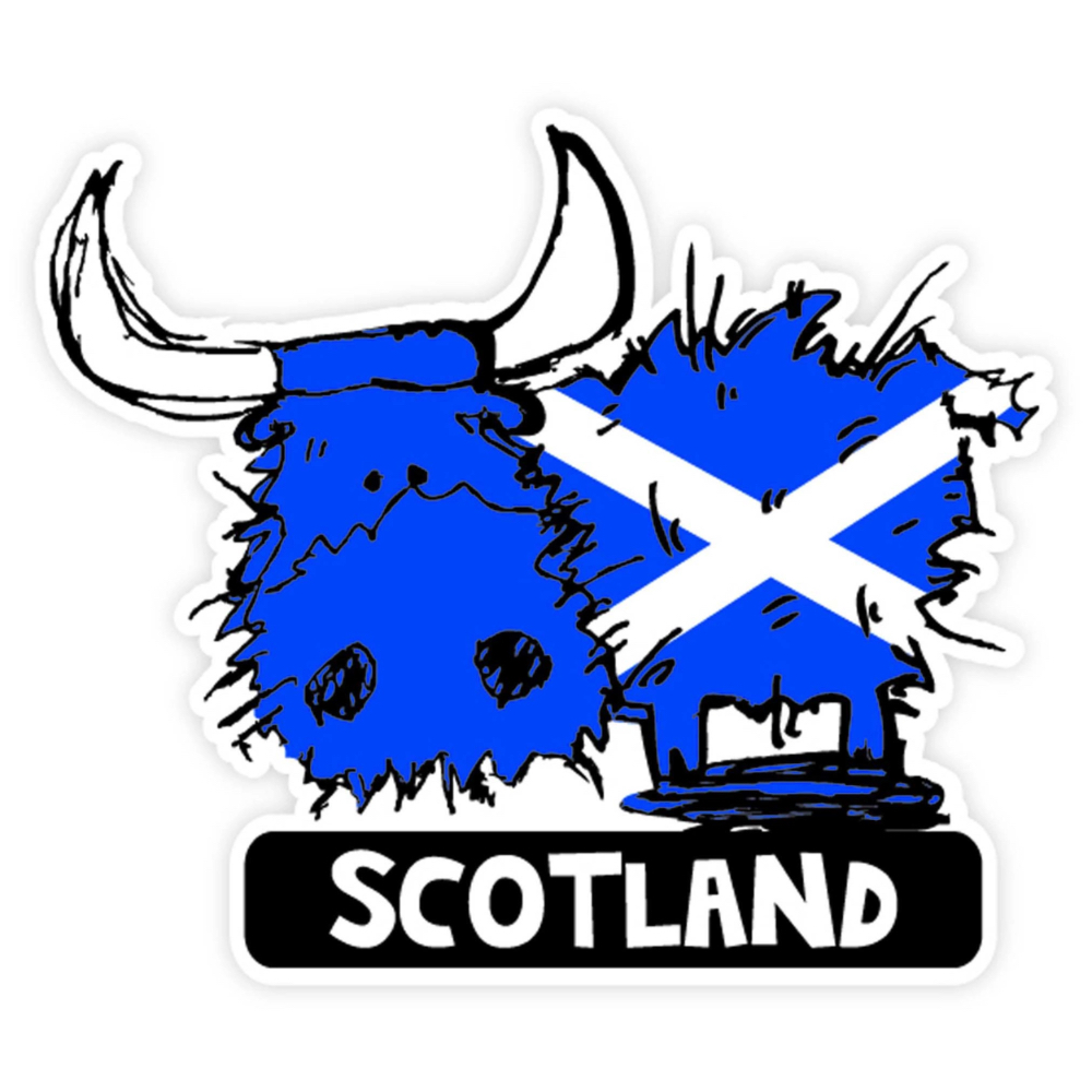 Saltire Highland Cow Car Sticker
