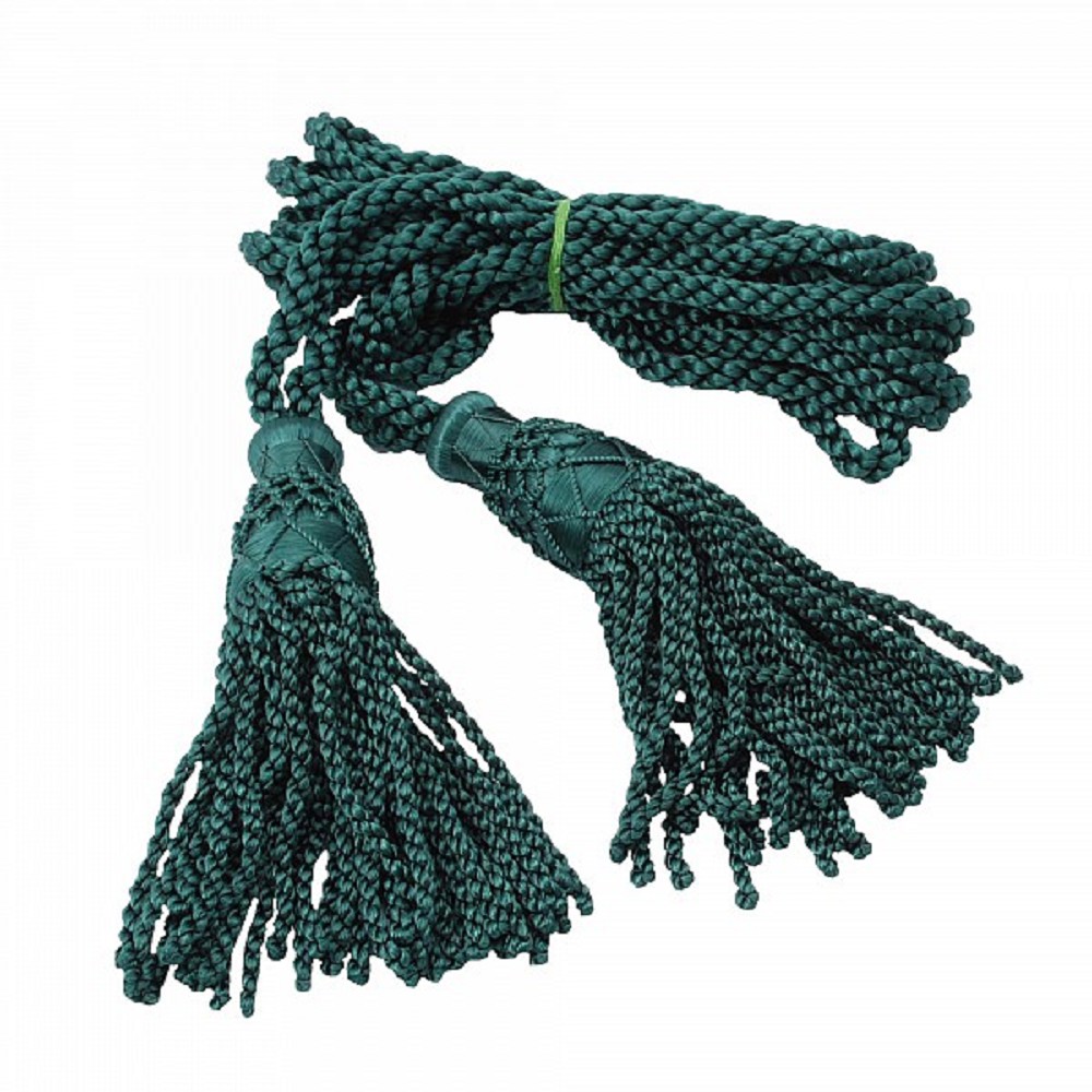 Bagpipe cords, silk, botte green