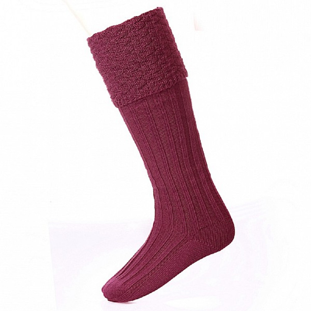 Chaussettes de Kilt Premium Extra Larges, bordeaux - Chaussettes de Kilt Premium Extra Larges, bordeaux -