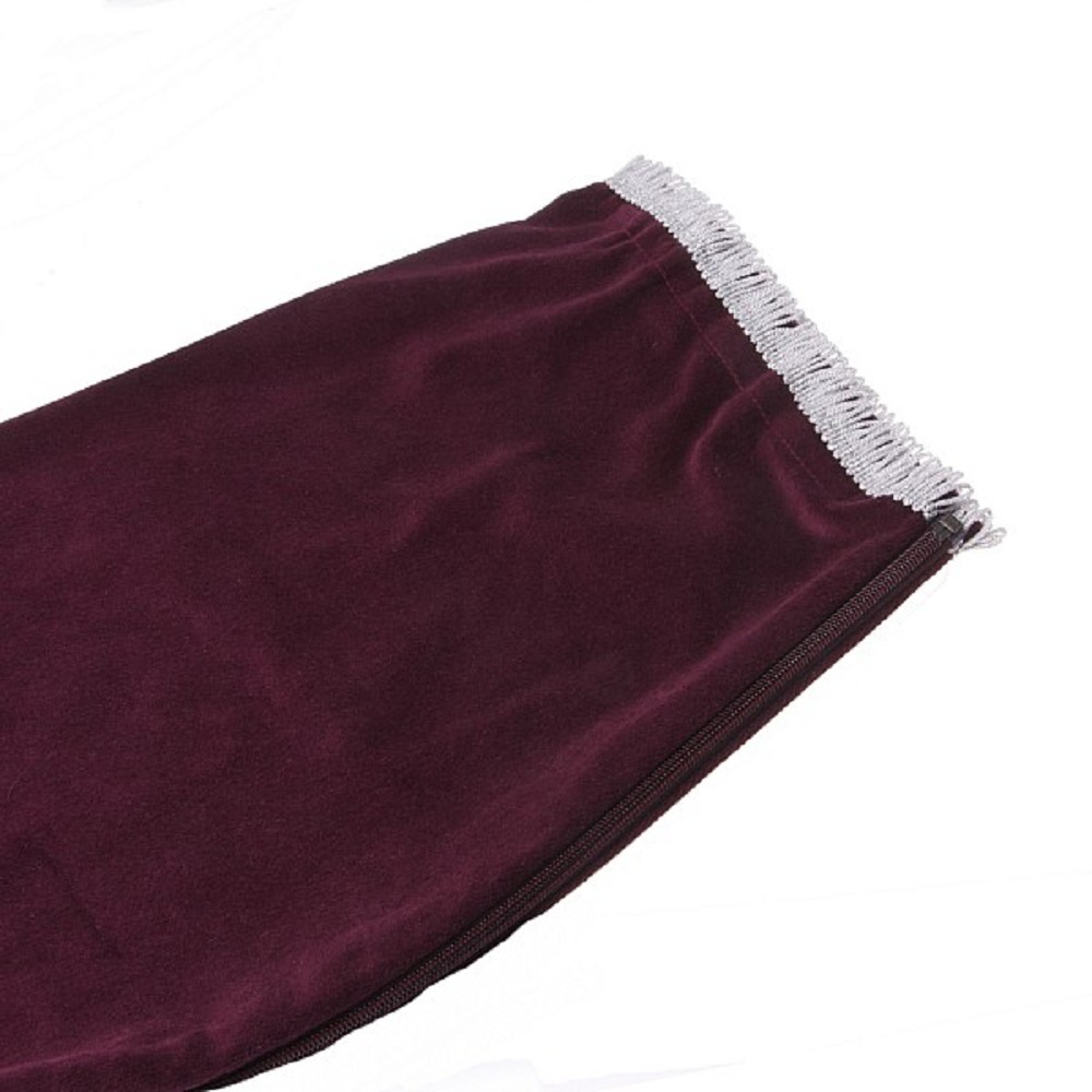 Bagpipe Cover, Velvet with Lurex fringing. ZIPPER. Bordeaux - Silver