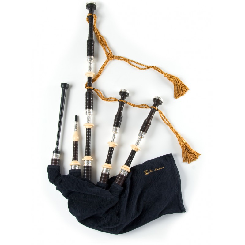 Peter Henderson PH05H Silver Blackwood Bagpipes - Victorian 