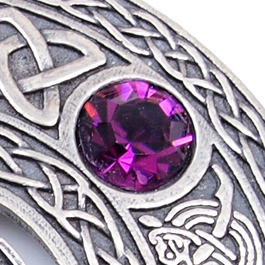 Plaid Brooch with 5 Stones - Amethyst (purple) 
