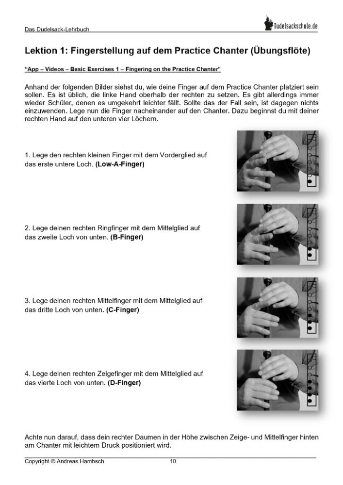 Dudelsack-Lehrbuch der Dudelsackschule Hambsch für Anfänger Deutsch