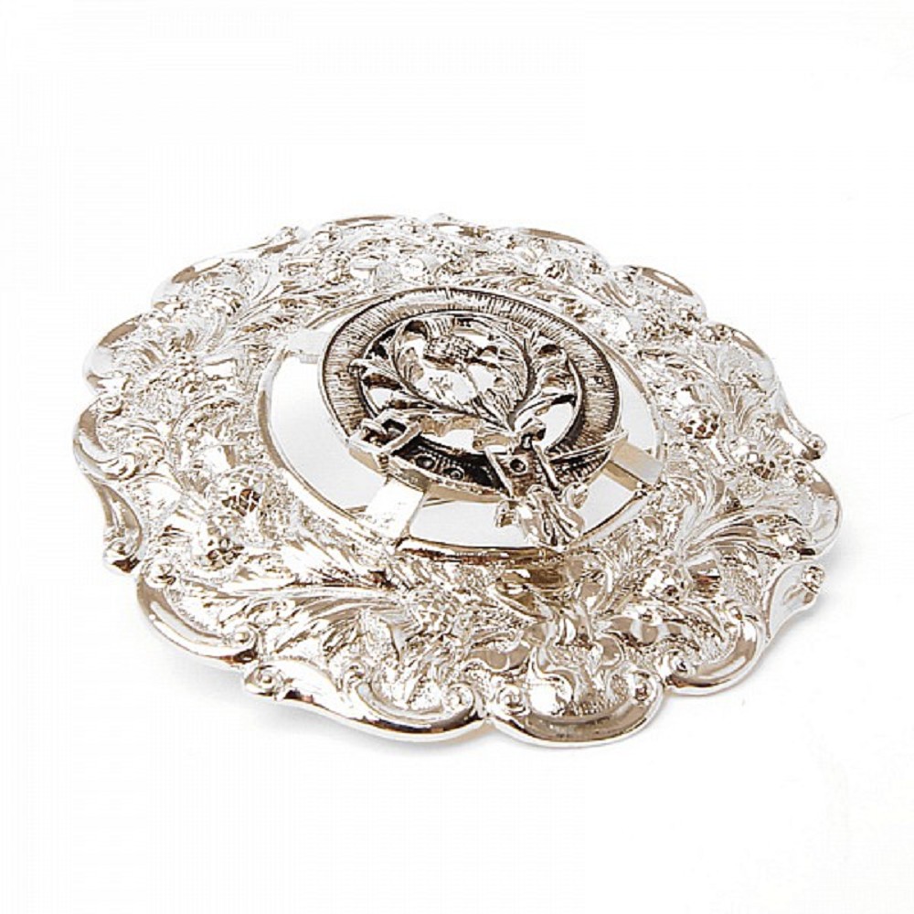 Full Dress Plaid Brooch with Thistle Crest