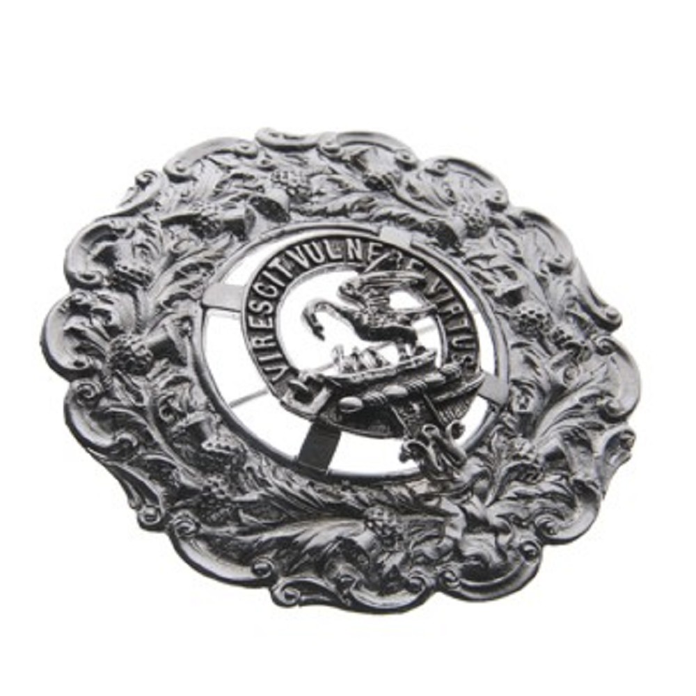 Full Dress Plaid Brooch with Clan Crest