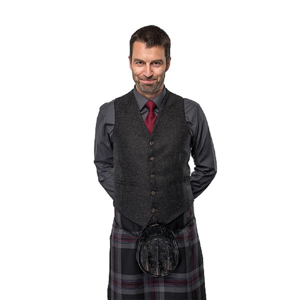 Charcoal Tweed Argyll Waistcoat - UK 48 R (EU 58 standard) 