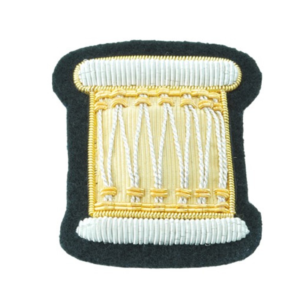 Drum Badge embroidered Gold on black