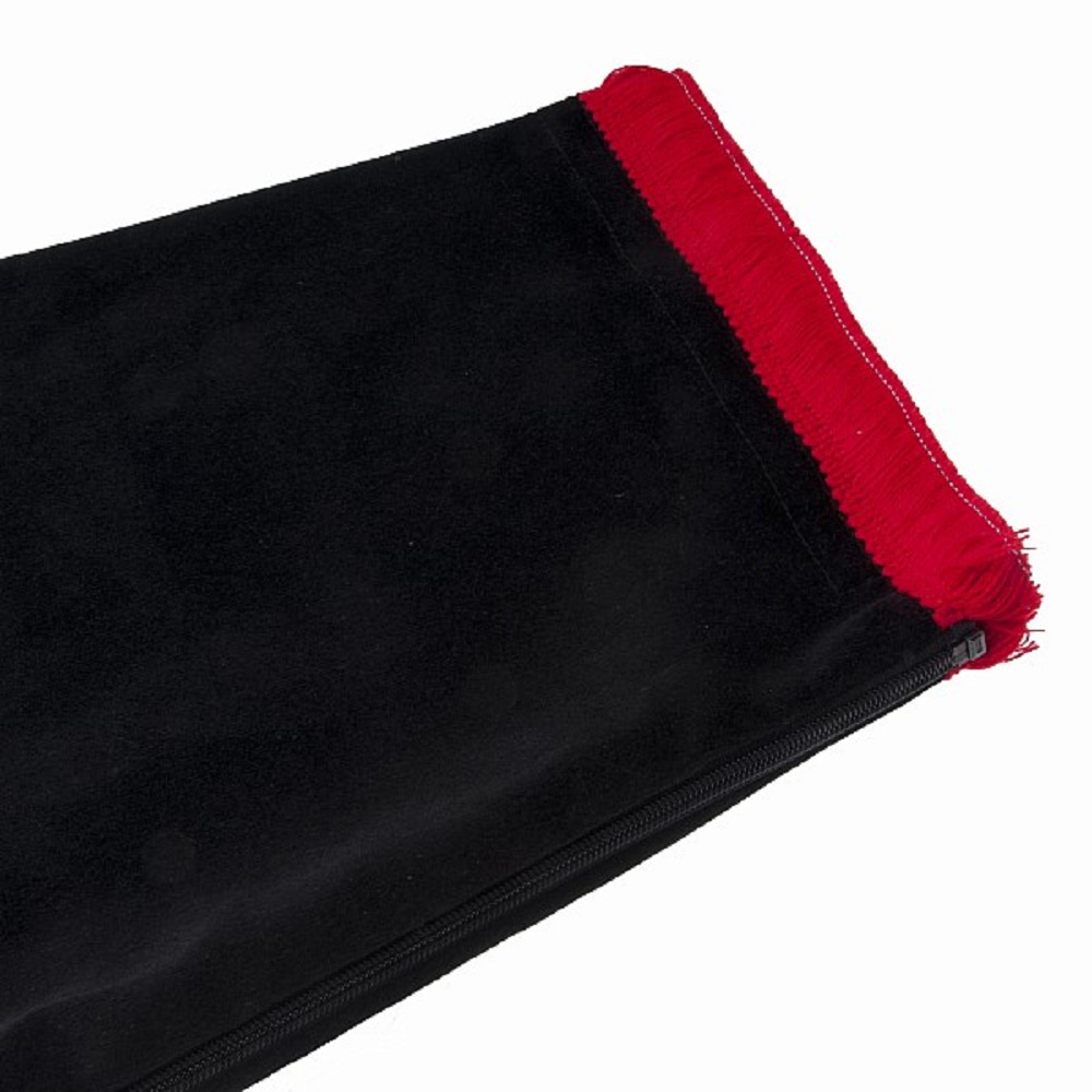 Bagpipe Cover, Samt und Wollfransen mit Zipper. schwarz - rot