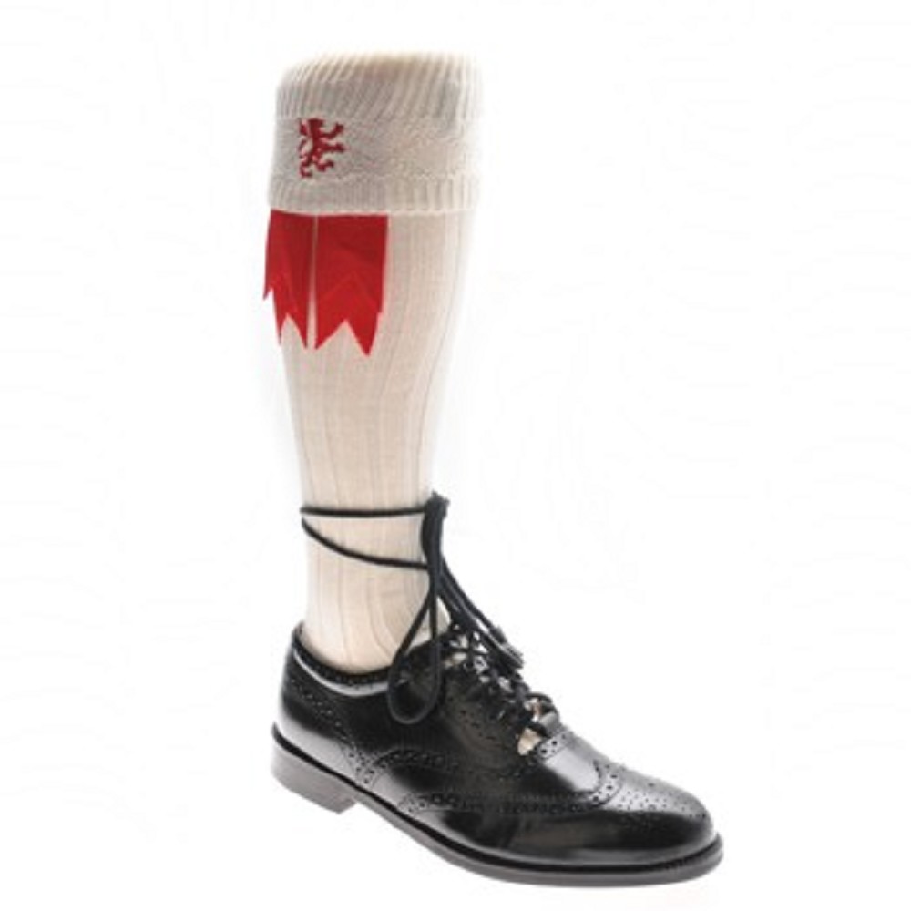Chaussettes kilt emblématiques, Rampant Lion, ecru Chaussettes kilt emblématiques, Rampant Lion, ecru