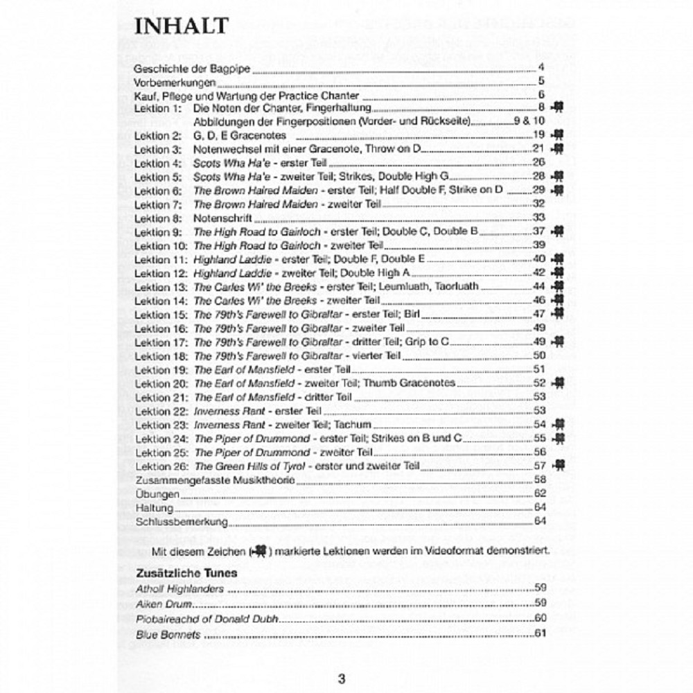 Dudelsack-Lehrbuch für Anfänger, College of Piping. Deutsch