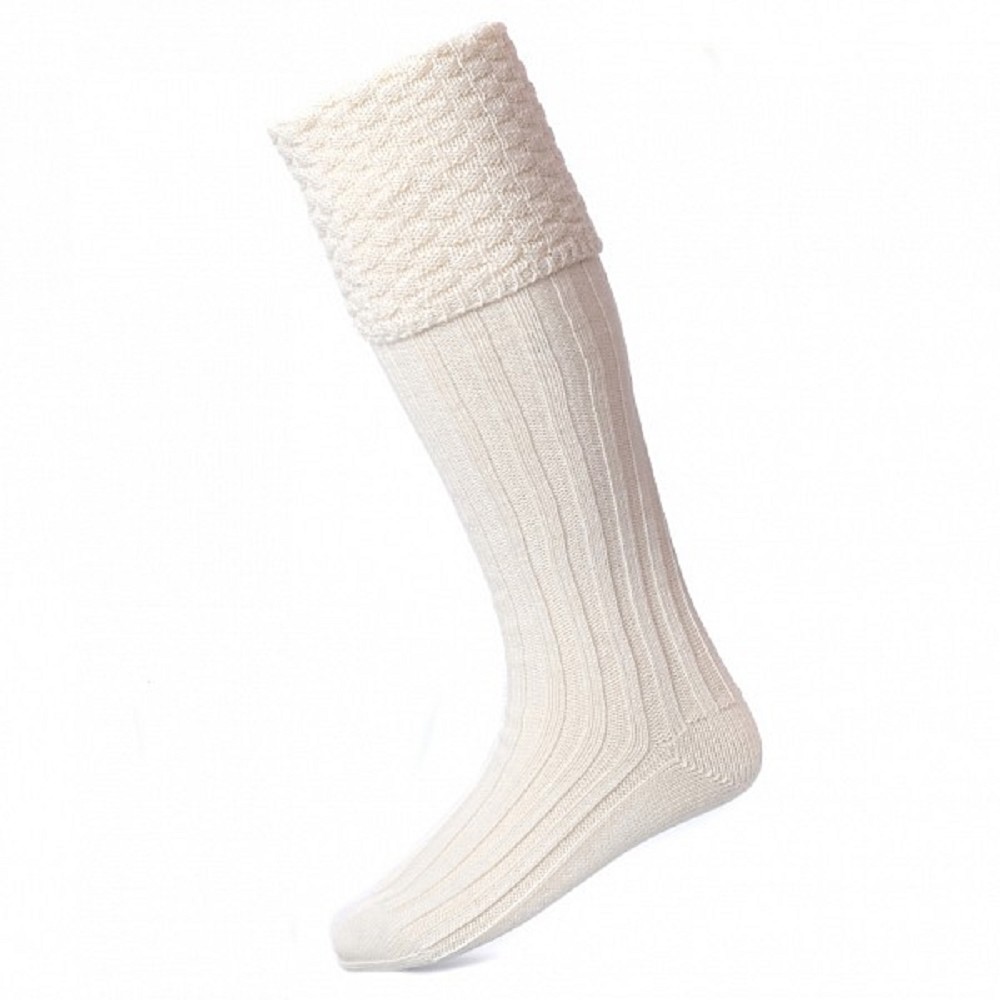 Chaussettes de Kilt Premium Extra Larges, ecru - Chaussettes de Kilt Premium Extra Larges, ecru -
