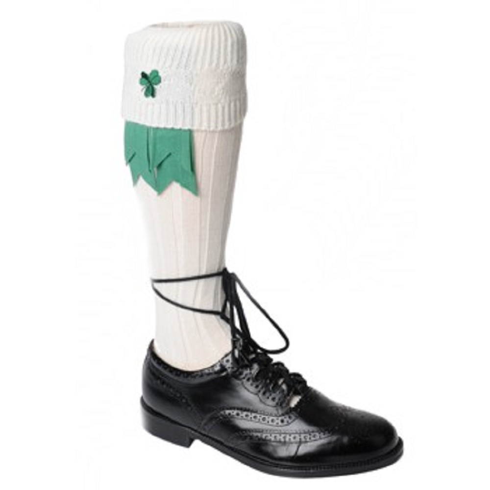 Chaussettes kilt emblématiques, Shamrock, écru Chaussettes kilt emblématiques, Shamrock, écru