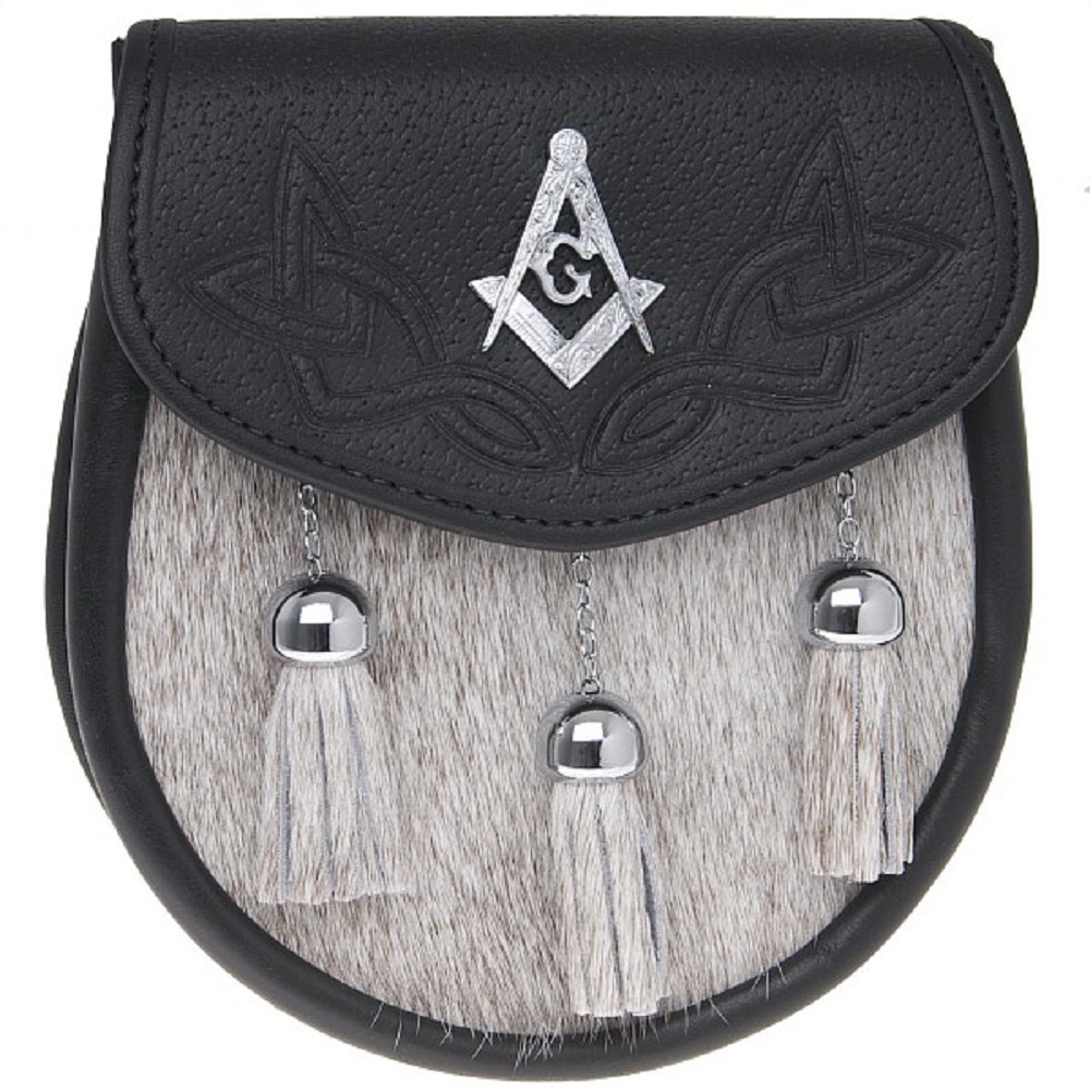 Leder-Fell-Sporran SSD6 Masonic . Echtleder, handgefertigt