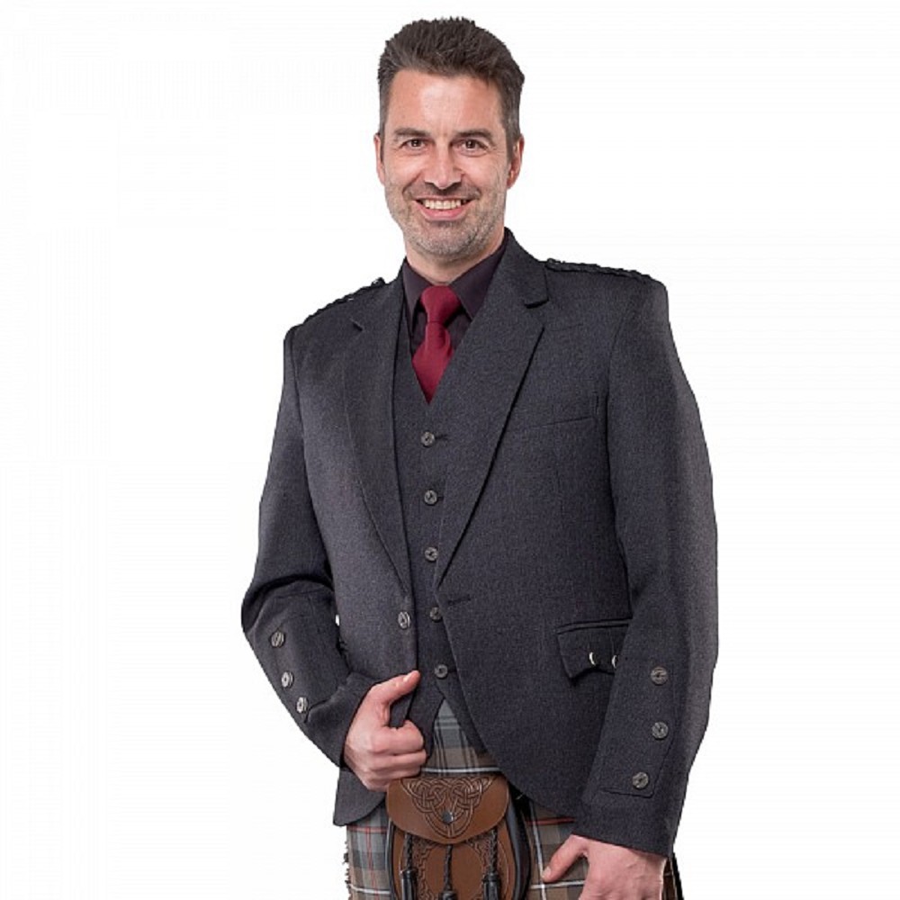 Veste et gilet gris anthractite en tweed d’Arrochar Veste et gilet gris anthractite en tweed d’Arrochar