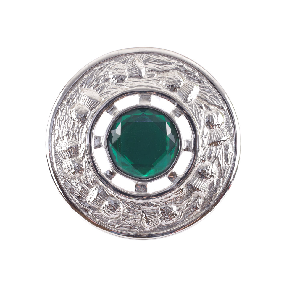 Plaid-Brosche, Distel Chrome Emerald Grün
