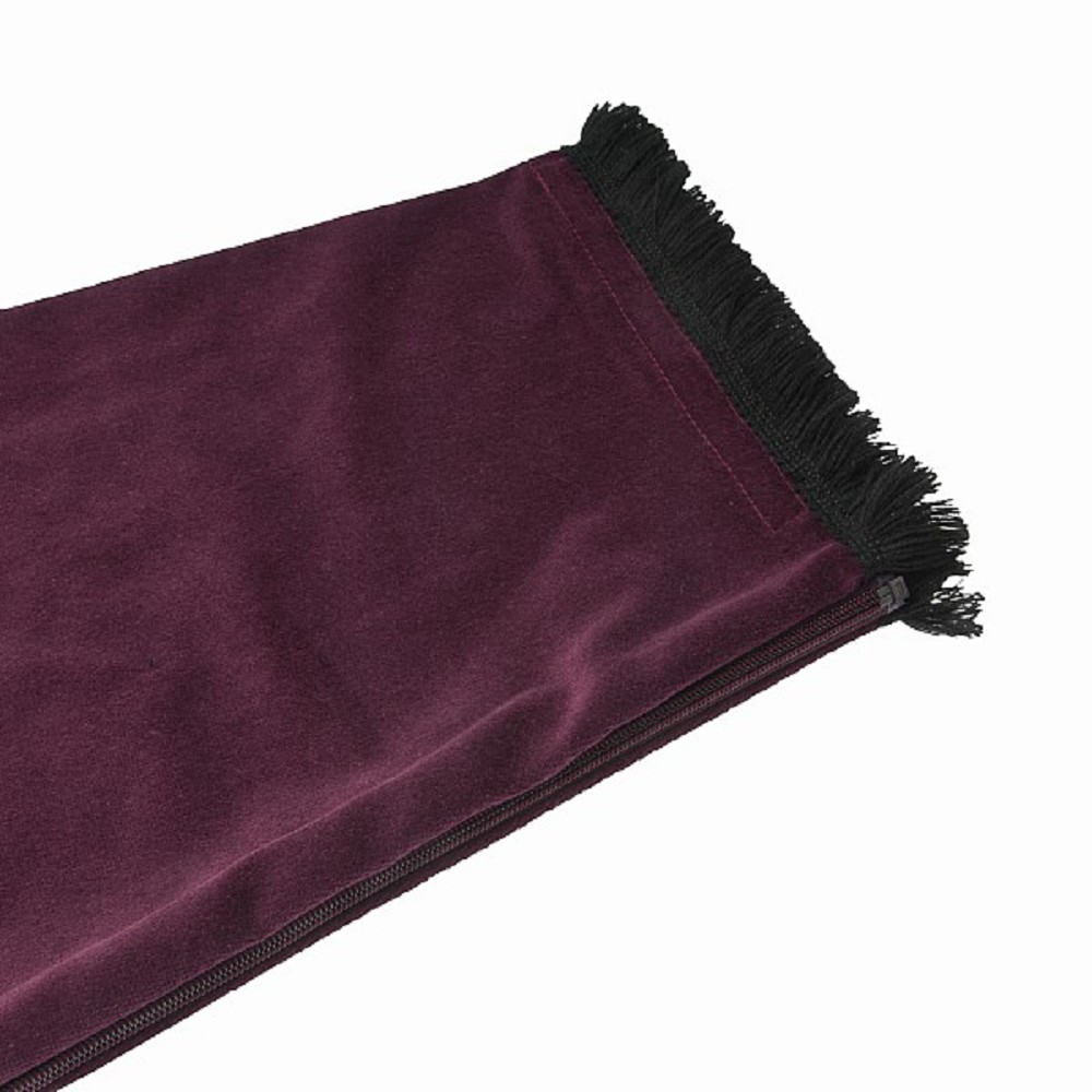 Bagpipe Cover, Velours avec franges en Laine et zippe Bordeaux/Noir.
