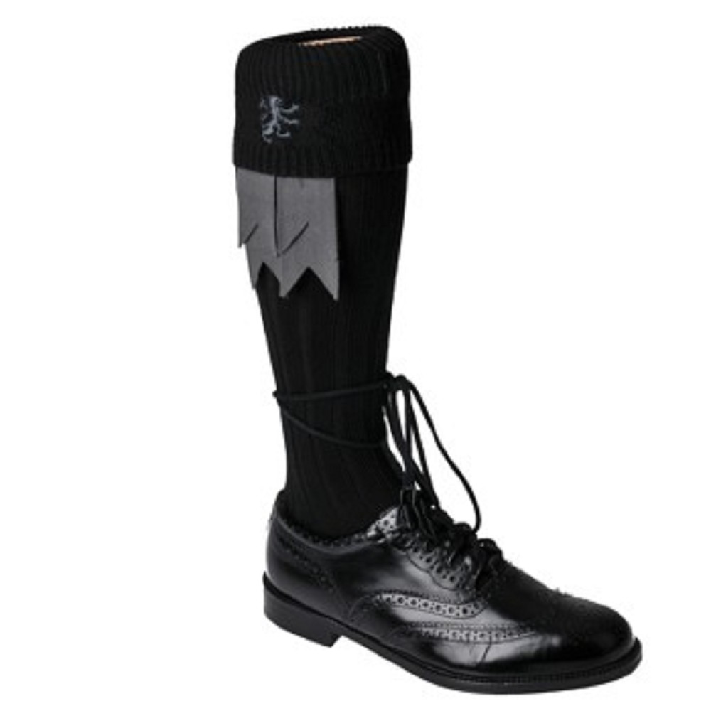 Chaussettes kilt emblématiques, Rampant Lion, noir Chaussettes kilt emblématiques, Rampant Lion, noir