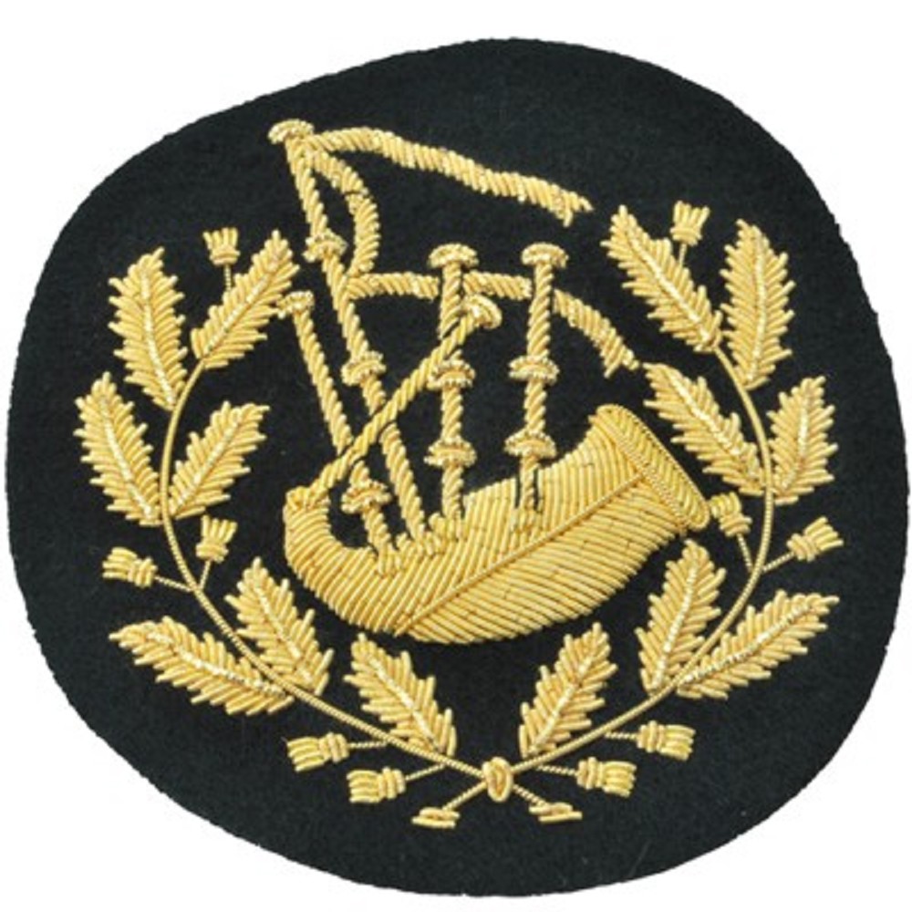 Écusson brodé Pipe-Major-Badges Or sur Noir Écusson brodé Pipe-Major-Badges Or sur Noir