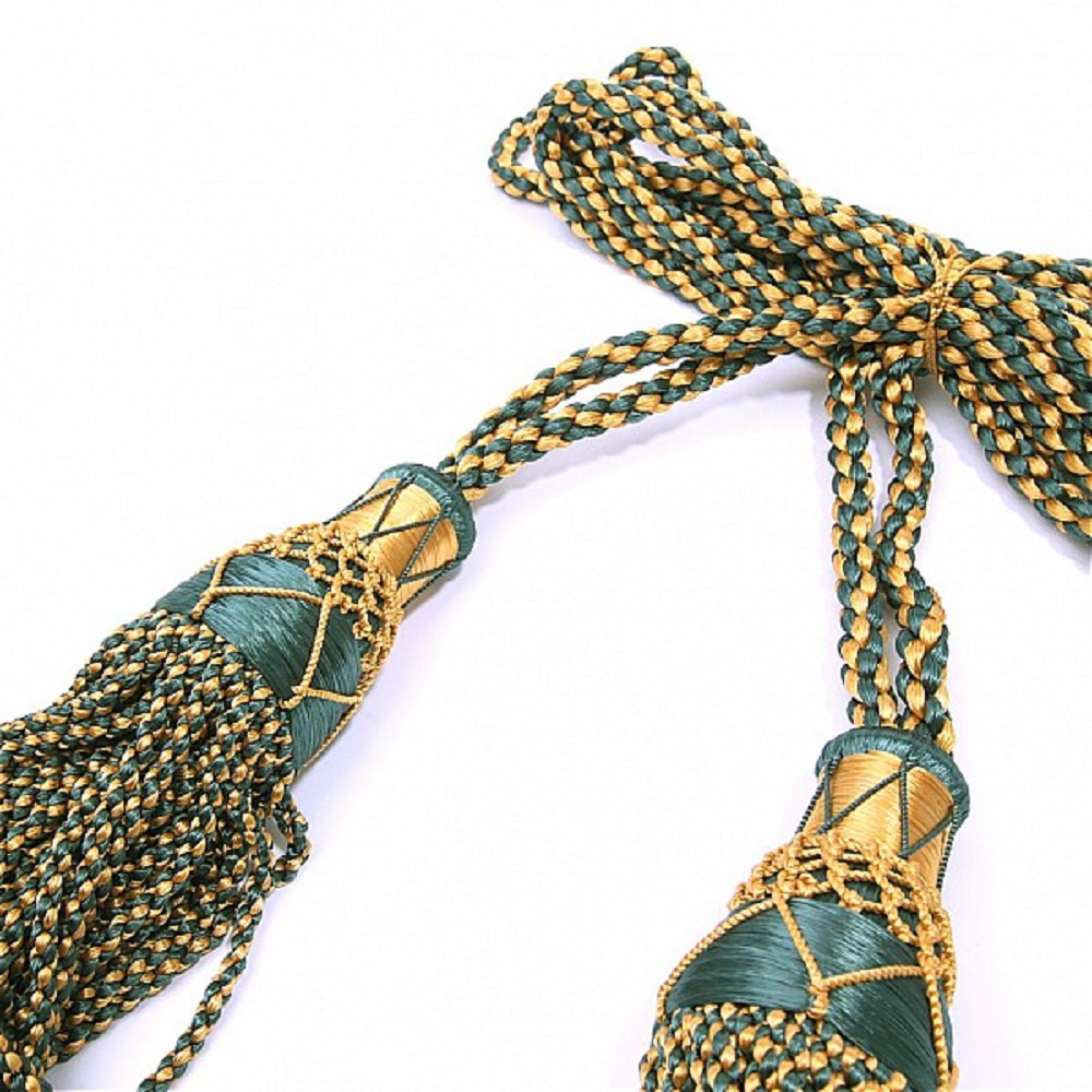 Silk Bagpipe Cords. gold / green