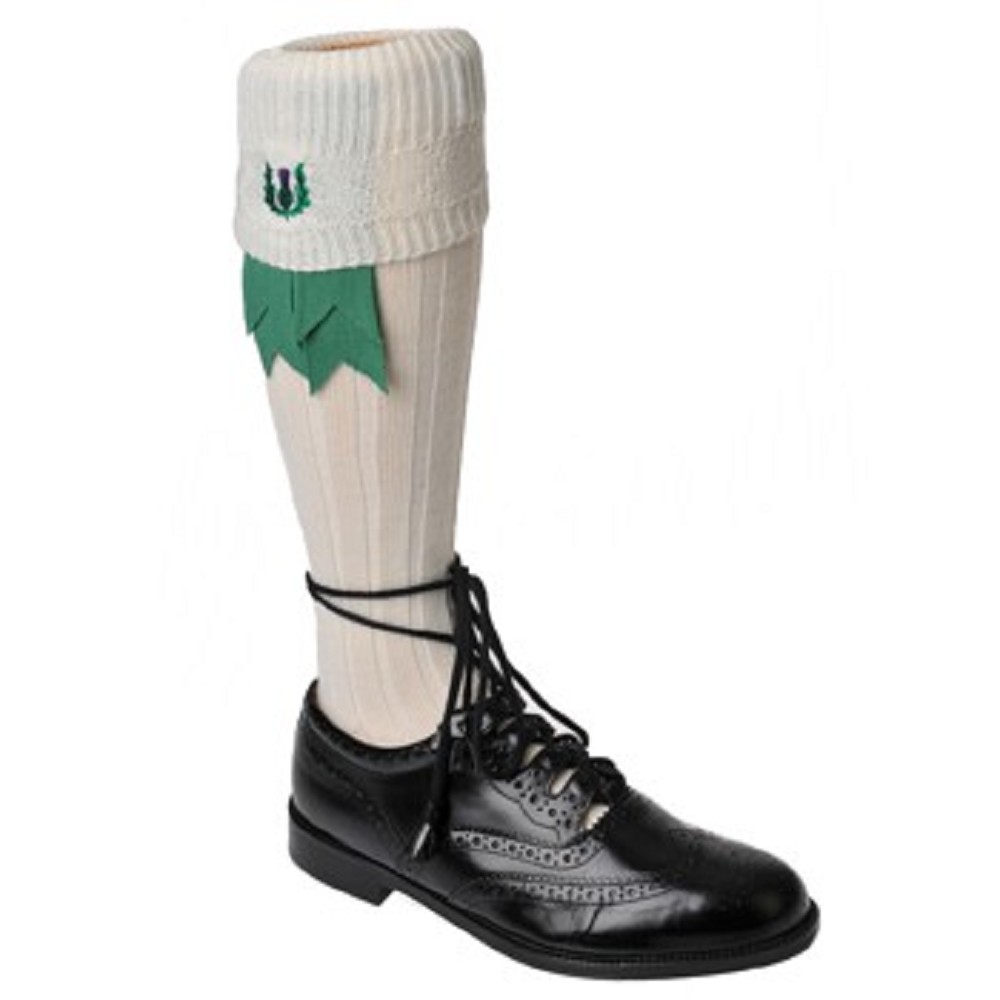 Chaussettes kilt emblématiques, Thistle, écru Chaussettes kilt emblématiques, Thistle, écru